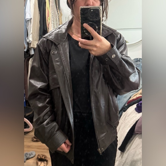 💯 Authentic Playboy Brown Leather Bomber Jacket - Picture 9 of 13